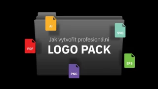 Složka s ikonami souborů AI, SVG, PDF, EPS a PNG a nápisem Jak vytvořit profesionální logo pack